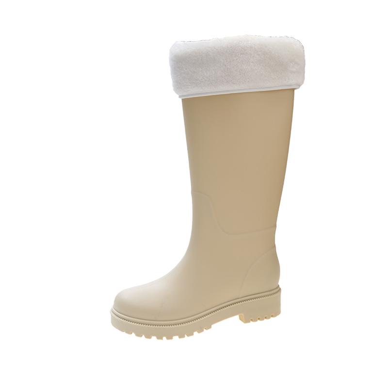 Стильные женские водонепроницаемые нескользящие длинные резиновые сапоги - износостойкая резина с теплой хлопковой подкладкой