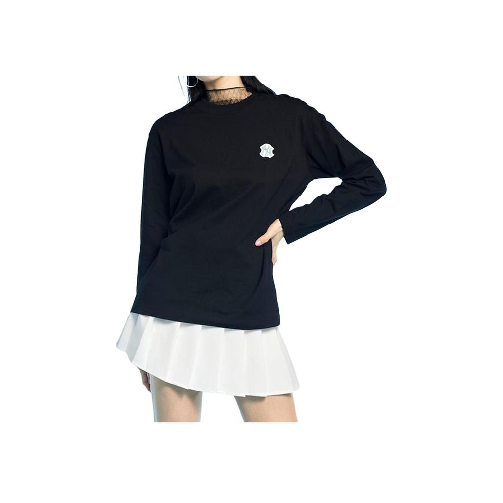 MLB New York Yankees Logo Embroidered Crew Neck Pullover Long Sleeve T-Shirt Unisex Tops Black 3ATSB0131-50BKS