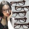 Kawaii Cat Y2K Eyeglass Frame Anime Cute Retro Glasses Leopard Print Eyeglass Frame Kitty Photo Props Eyewear Decorative Gifts