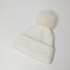 MAIA Fox Fur Pom Pom Beanie Hat - Ivory