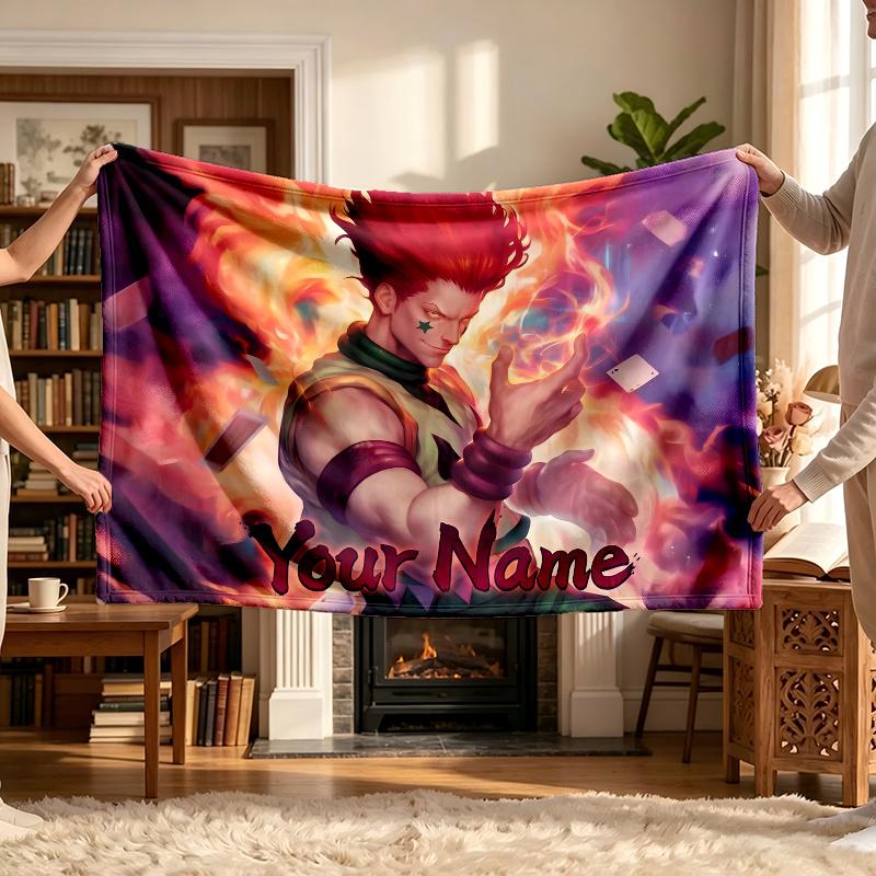 Hisoka (5) Personalized Name Blanket Soft Cozy Gift for Sofa Bed Couch Home Decoration