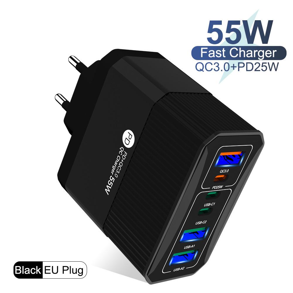 Быстрое зарядное устройство GaN 65 Вт QC3.0 для телефонов и планшетов, стандарт ЕС