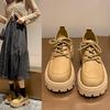 Кожаные толстоподошвенные новые женские туфли Мори, увеличивающие рост, в стиле ретро, полированные, на шнуровке, маленькие кожаные туфли