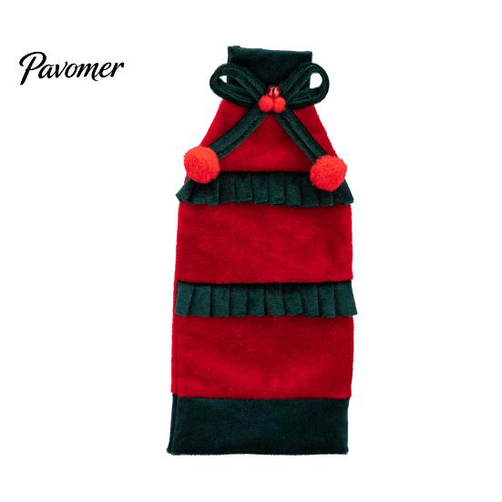 Holiday Party Table Decorations Christmas Wine Bottle Cover with Bow & Pom Pom, Drawstring Red Cute Costumes Green Wrap for Decor, Home Decoration
