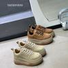 2025 Autumn New Women's Shoes Platform Height Increase Casual Versatile Fashion Niche Design Sense Leather Board Shoes Women