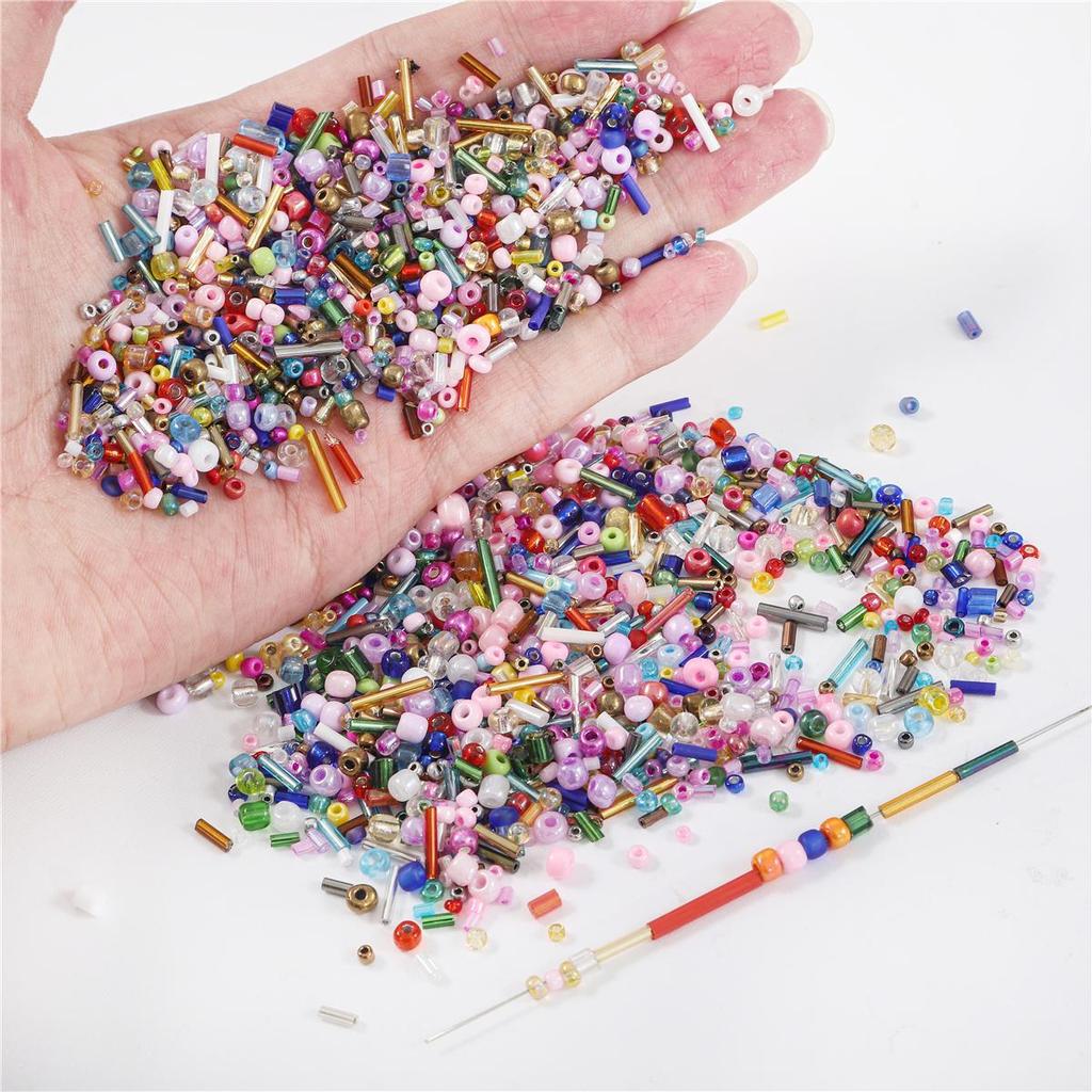 15000pcs Mixed Shapes Sizes Glass Seed Beads Multi Colors Round Bugle Glass Bead For DIY Jewellery Craf Making Garment Beading Embroidery Accessories
