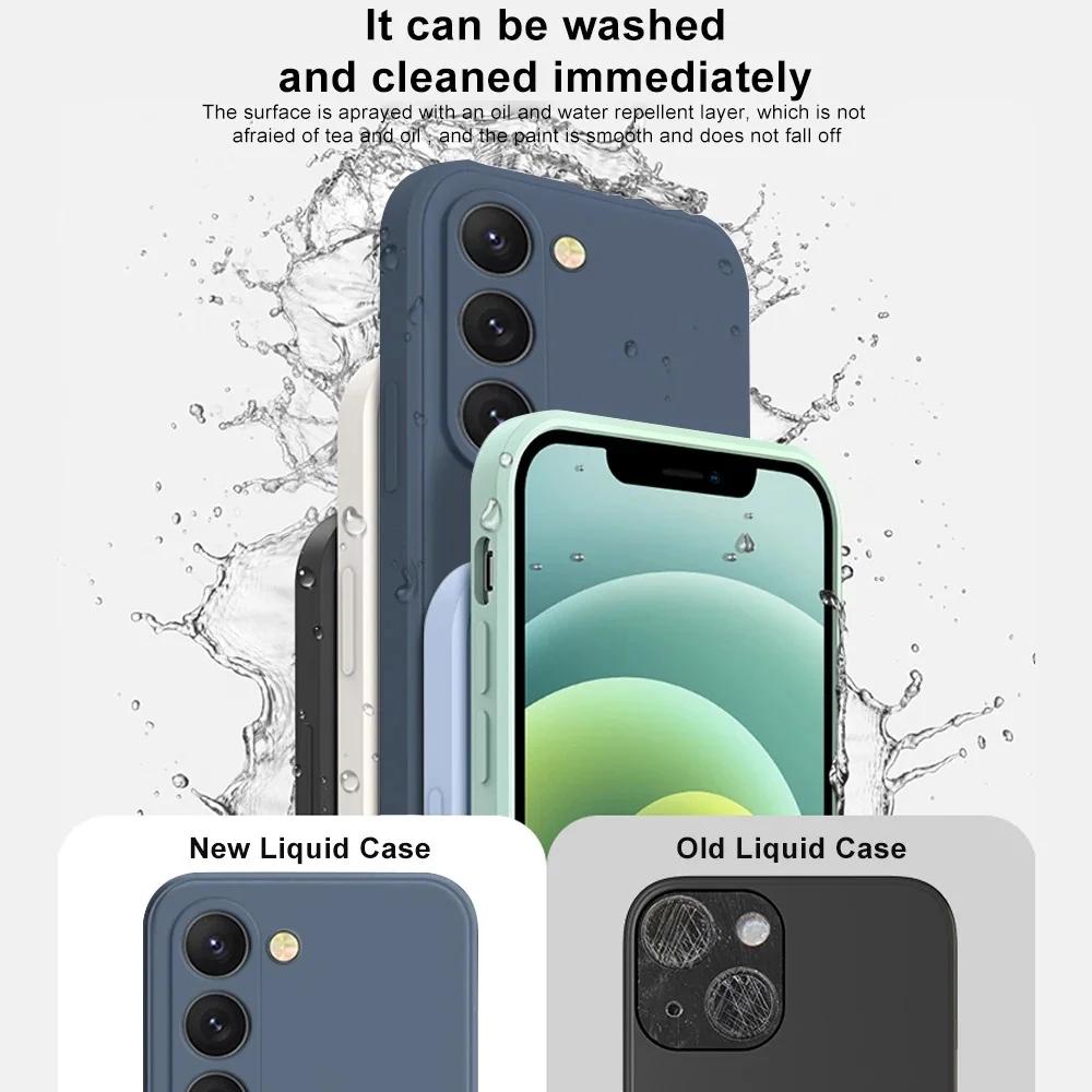 Квадратный жидкий силиконовый чехол для телефона Samsung Galaxy S24 S23 S24 Ultra S22 S21 S20 Ultra Plus S20FE S21 FE A72 A52 A51 4G Cover