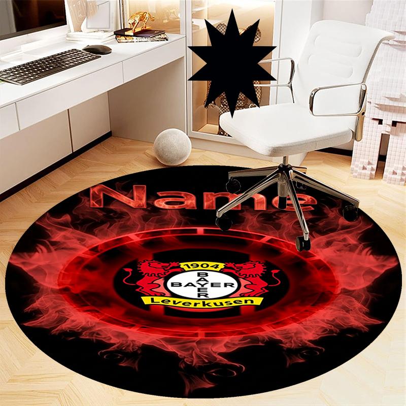 Custom Name Bayer Leverkusen Printed Round Rug Carpet Chair Rug Area Rug Entryway Doormats,for Office Chair Living Room Bedroom Kitchen Room.