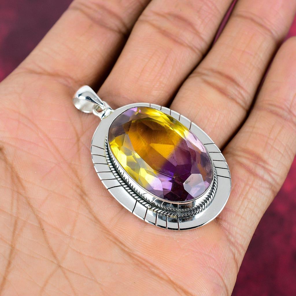 Ametrine Pendant, 925 Solid Sterling Silver Gemstone Jewelry, Handmade Pendant, For Thanksgiving