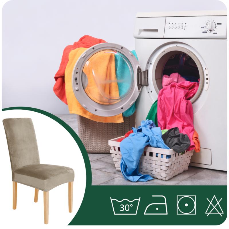 Beige Cappuccino Elastic Velvet Chair Cover [21Wz]