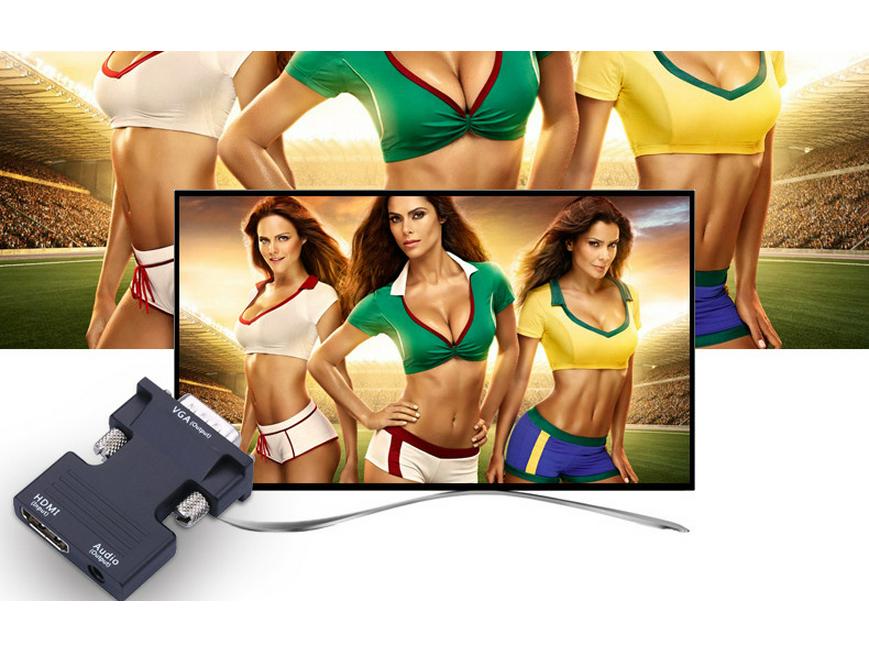 Конвертер видеосигнала HDMI в VGA высокой четкости с аудиокабелем