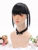 Black Straight Hair Headband with Bangs, Replacement Block