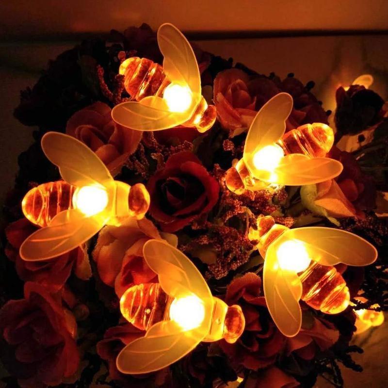 20/30/50/100 светодиодных солнечных гирлянд в виде пчел, сделай сам, уличные водонепроницаемые лампы, украшение газона и сада, мигающие огни, свадебные гирлянды