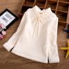 YUBAOBEI Блузки для девочек, белая одежда для маленьких девочек, детская одежда, школьная форма, блузка для девочек, хлопковая детская кружевная рубашка, плюшевый толстый теплый топ, блузки