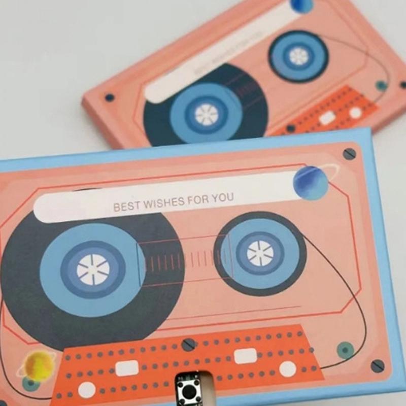 1 Piece Anniversary Gift Message Recorder Cassette Recording Voice Tape Greeting Card Handmade Surprise For Birthdays