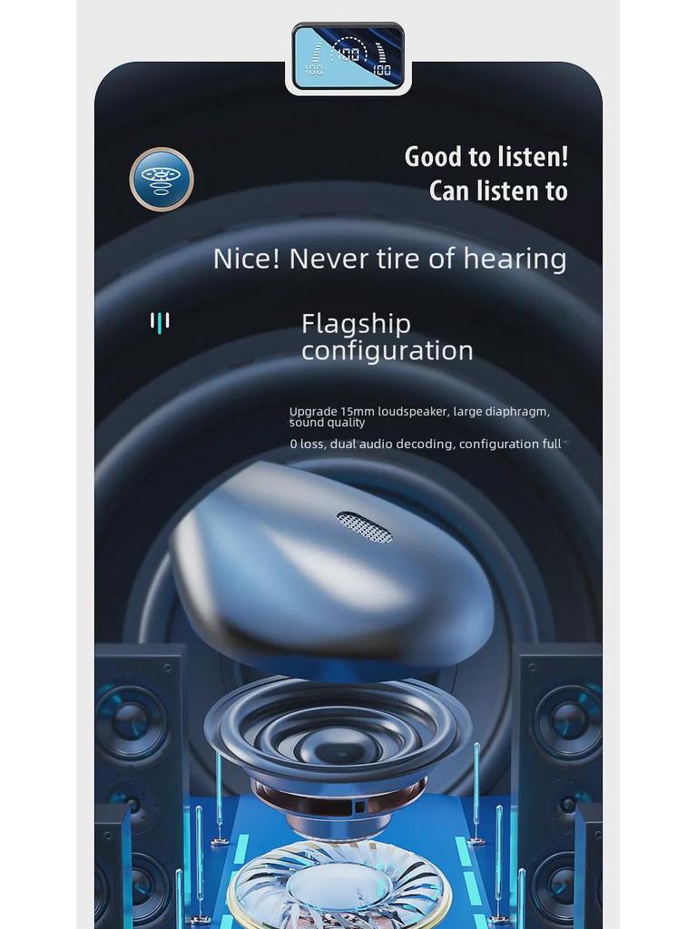 Bluetooth TWS-гарнитура с большим экраном: Беспроводные наушники-вкладыши V9 с двумя наушниками