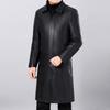 New Winter and Autumn Men's Warm Thick Long Leather Jacket Pu Leather Lapel Windbreaker