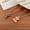 Soft Flocking Bear Necklace Jewelry Pile Coating Pendant Necklace Bear Sweater Neck Chain  Girls
