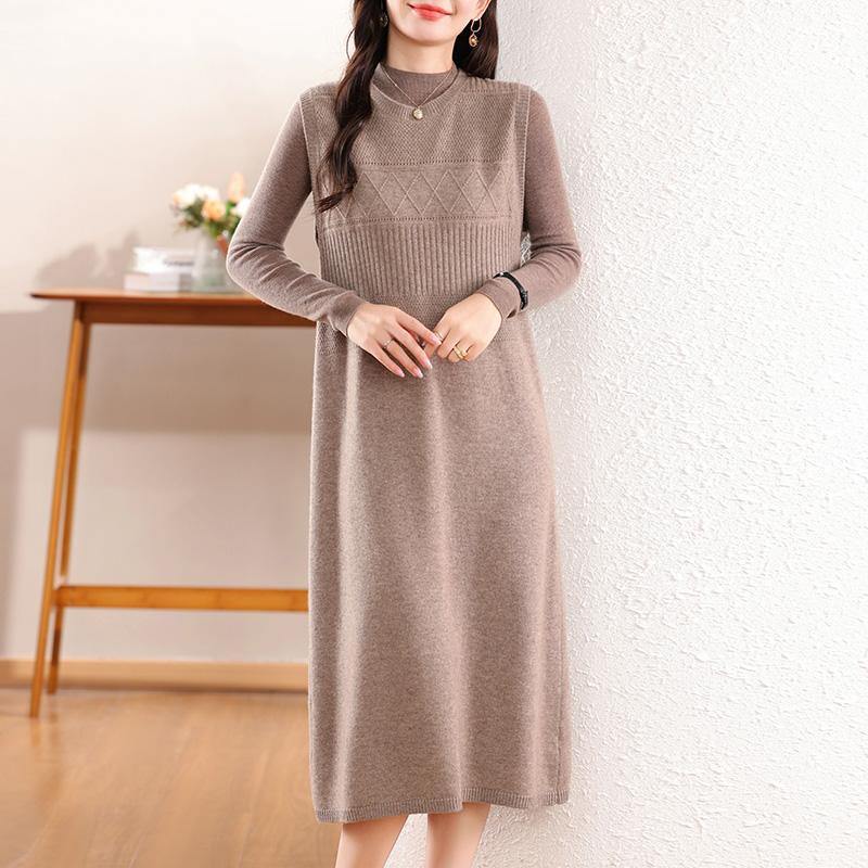Женское кашемировое платье Qinghe кашемир 30% кашемир 70% шерсть осенне-зимняя кашемировая юбка мягкая и теплая