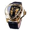 Fashion Mechanical Wristwatch with Triangular Racing Dial and Gold Skeleton Dial