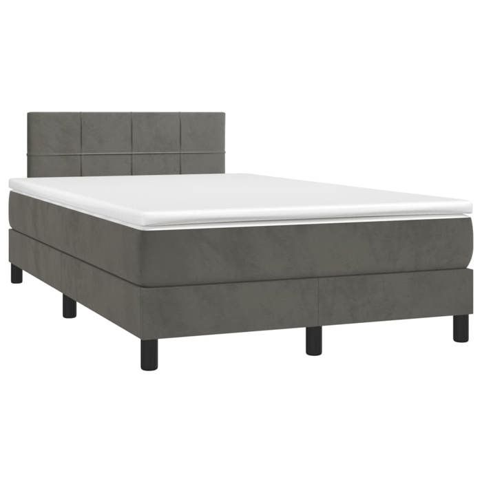 Maison Exclusive - Sommier à lattes de lit et matelas gris foncé 120x190cm velours