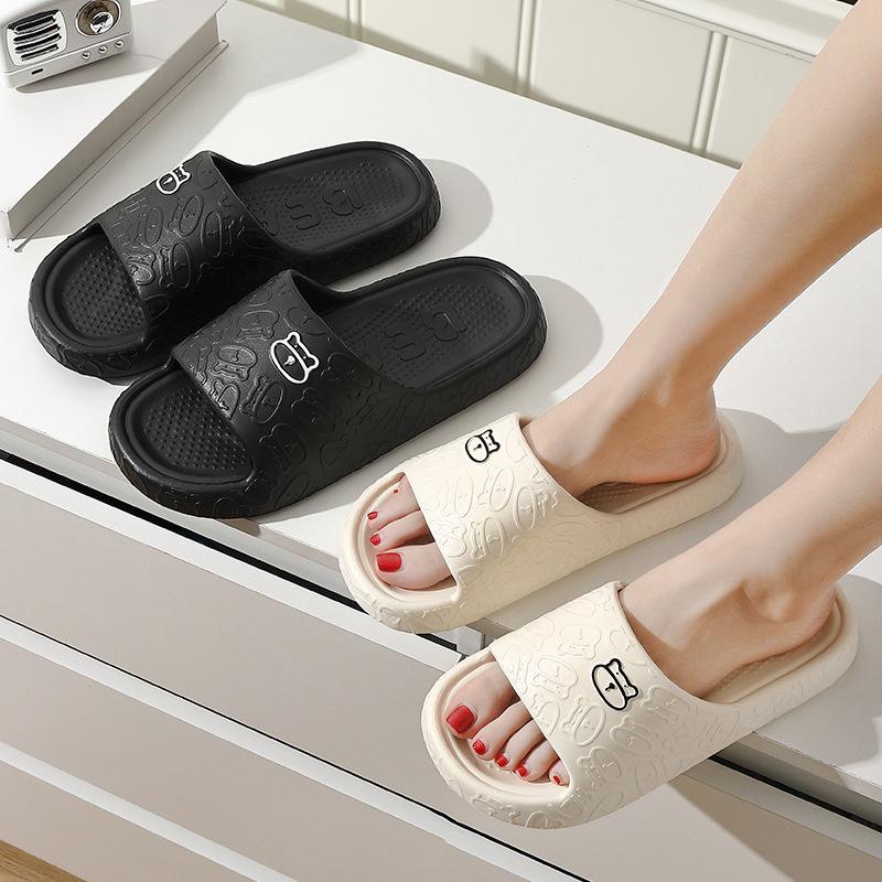 Outdoors Summer Women Men Flat Thick Platform Slippers Non-Slip Cartoon Home Bath Sandals Beach Slides Couples Ladies Shoes