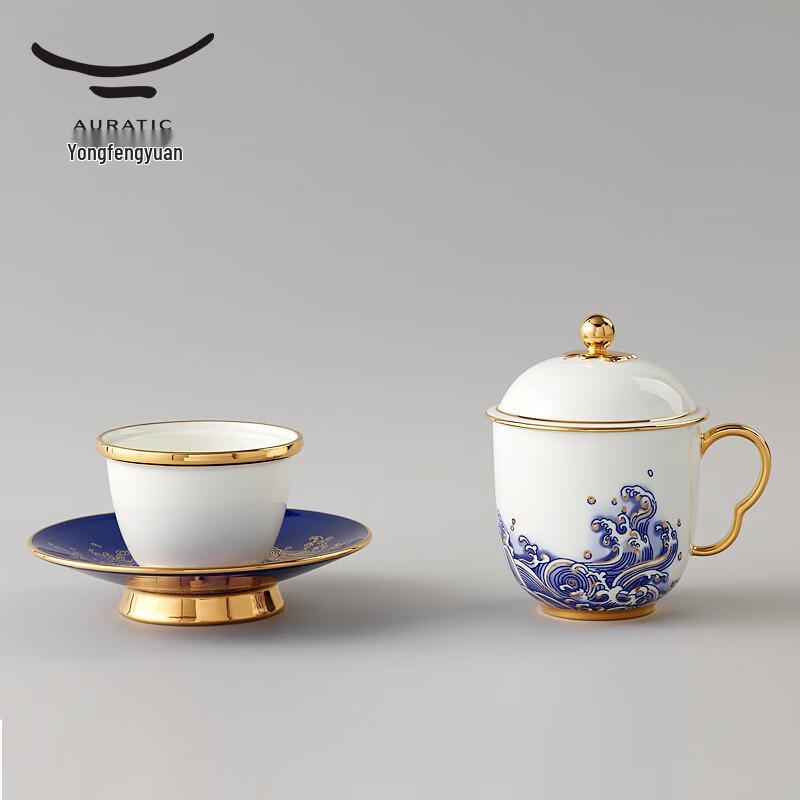 Auratic Maritime Pearl 4-Piece Ceramic Tea Cup Set
