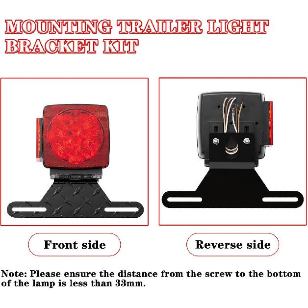 Trailer License Plate Light Holder&Bracket for RV ATV UTV Boat | Adjustable Universal License Plate Mounting Kit with Stainless Steel Screws,