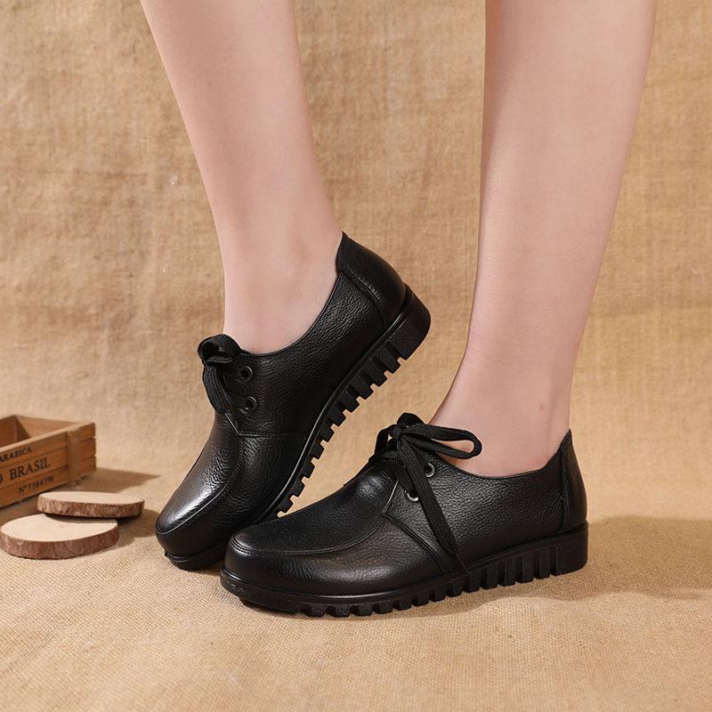 Женская обувь из натуральной кожи большого размера, без застежек, женская амортизирующая нескользящая обувь на плоской подошве sdc45