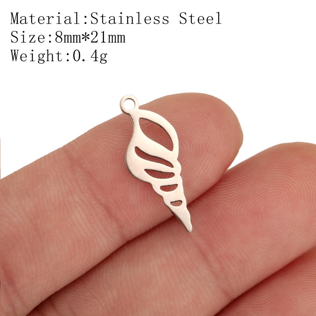 5Pcs Pineapple/Monstera Leaf/Tropical Hawaii Palm Tree Charms Stainless Steel Conch Pendant DIY Bracelet Necklace Jewelry Making