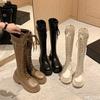 Fashion Long Boots for Women In Summer Autumn New Thick Soled Boots with Lace Up High Top Simple Comfortable Versatile Non Slip Boots