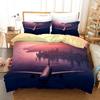 Plane Duvet Cover Microfiber Airplane Flying Through The Blue Sky Plane Theme Bedding Set for Boys Girls Double Queen King Size