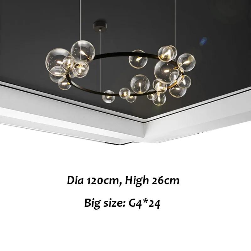 LED Modern Chandelier for Living Dining Room Ring Lights Clear Glass Bubble Ceiling Pendant Lamps Nordic Designer Hall Parlor