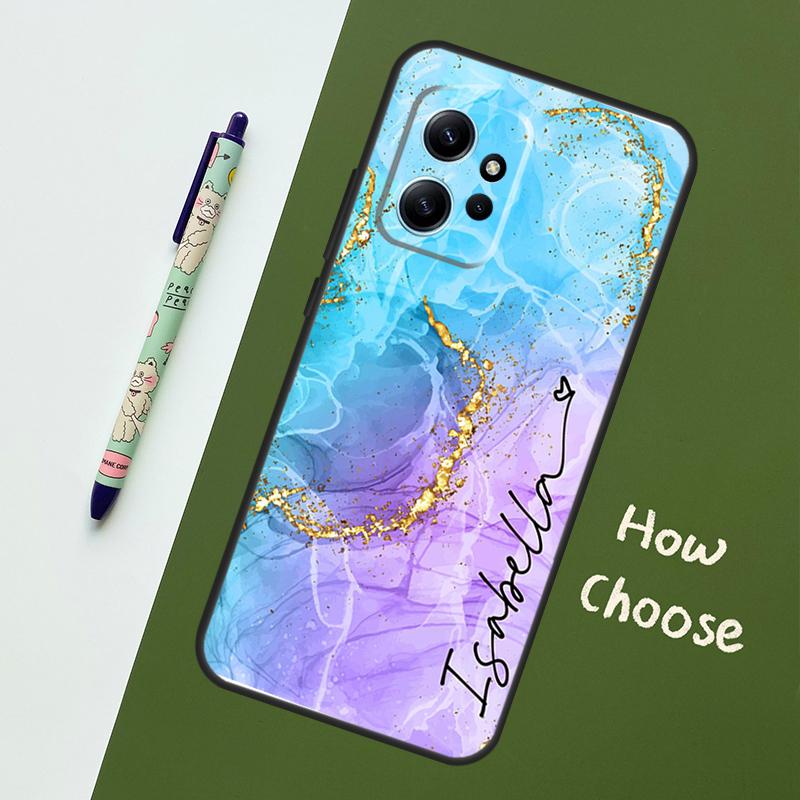 Personalised Name Wotercolour Rainbow For Xiaomi Redmi Note 12S 11S 10S 9S Note 12 8 9 10 11 Pro Phone Case For Redmi 12 9 C 10C
