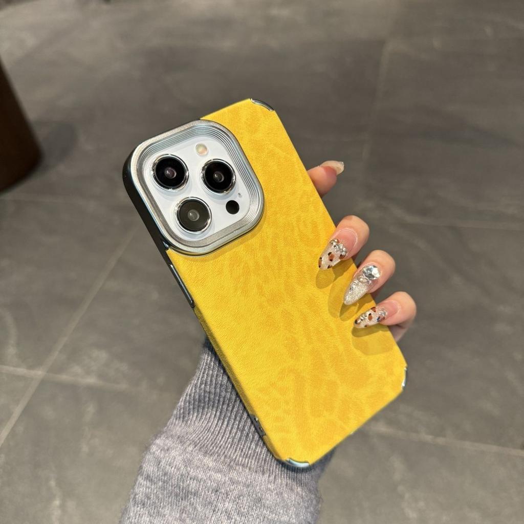 Korean Leopard Print Leather Case for iPhone 16 15 14 13 12 Pro Max 11 Stylish Animal Pattern Soft Shockproof Back Cover Coque