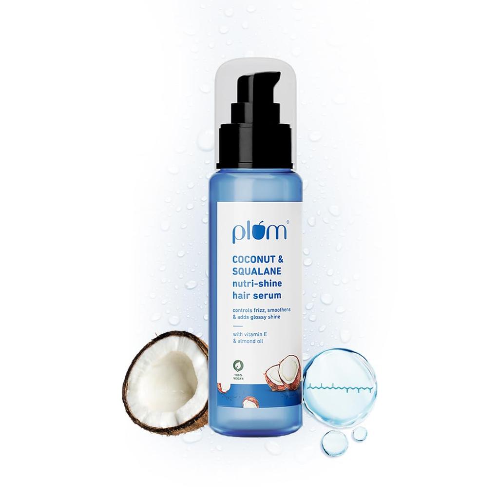 Plum Coconut & Squalane Nutri-Shine Hair Serum For Frizz Control Instant Gloss Lightweight Leave In 75 ml Daily