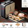 Lazy Tea Brewing Set Home Japanese One Pot Four Cups Tea Tray Portable Travel Tea Set Ceramic Rotating Side Handle Pot
