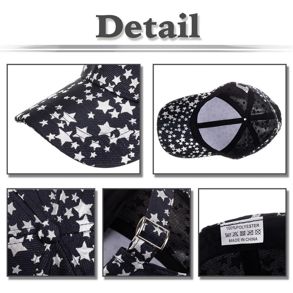 White Fang CA694 Star Pattern Cap for and Men and Women (Silver) Sports, Running, Outdoors,