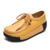 Genuine Leather Women Walking Shoes 5cm High Wedges Heels Shoes Lace-up Platform Shoes Loafers Mother Shoes