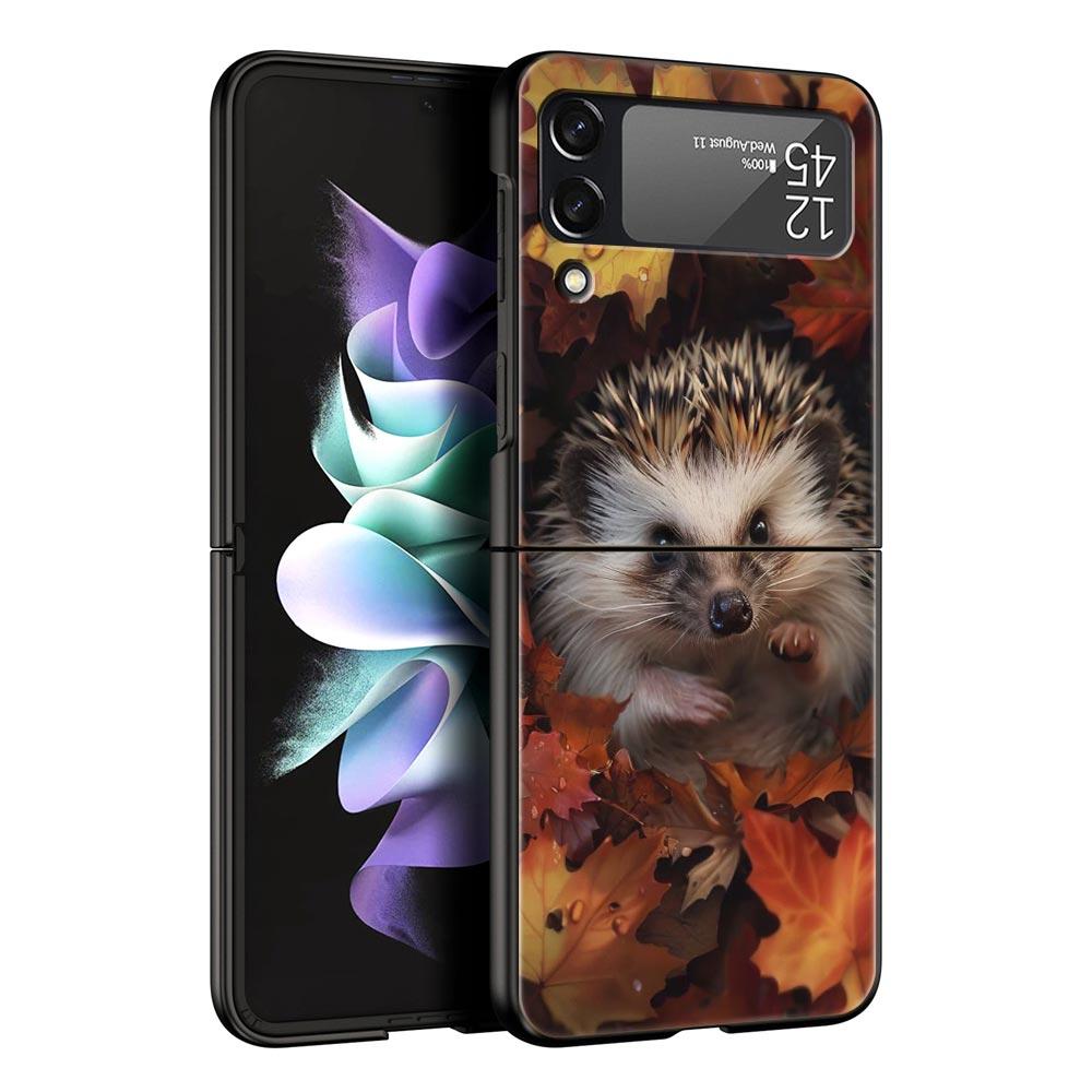Милый маленький ёжик Чехол для телефона Samsung Galaxy Z Flip3 Flip4 Flip5 Чехол-оболочка Для Z Flip 3 4 5 6 Черный Жесткий Складной Чехол