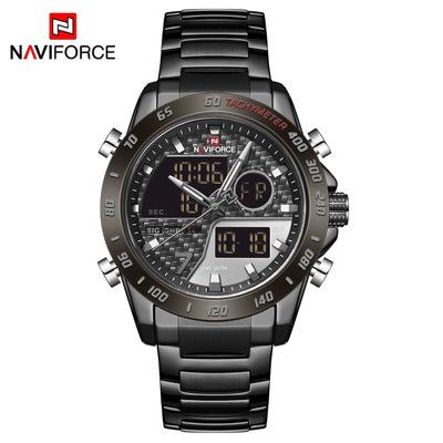 Naviforce 9171 NF9171 Роскошные наручные часы Модные Водонепроницаемые Светящиеся стрелки Кварцевые Цифровые Двойной дисплей Часы для мужчин Montre Reloj