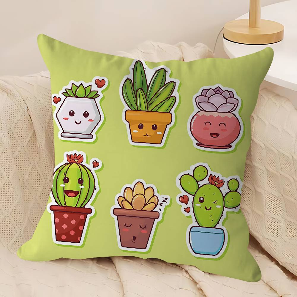 Cute Cartoon Succulent Pillow Gifts Home Office Furnishings Bedroom Sofa Car Cushion Cover Case 45x45cm