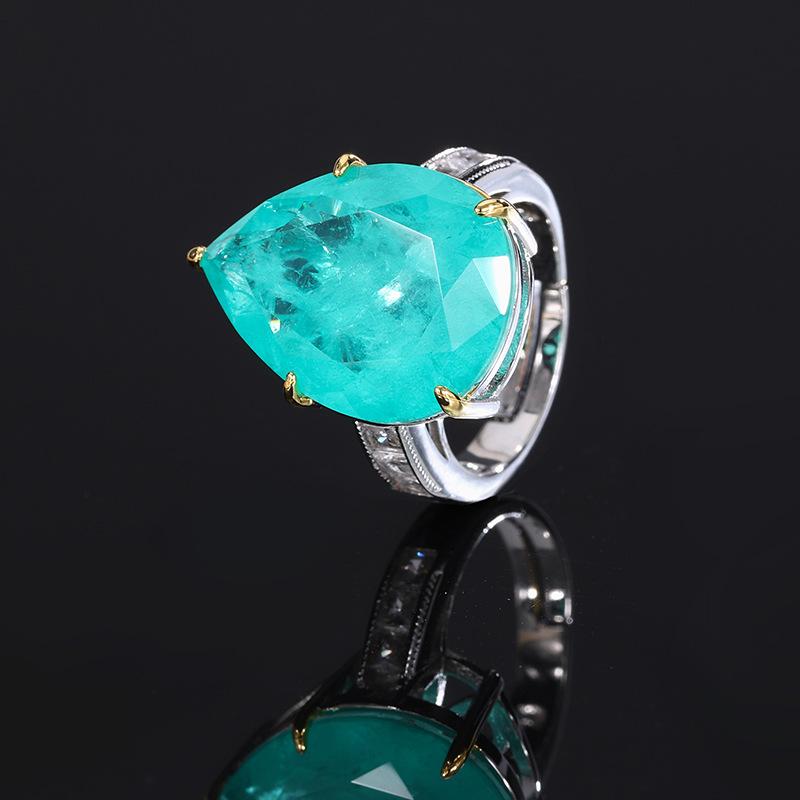 Ювелирные изделия Кольцо с розовым цирконием, цветное драгоценное кольцо Para Blue, открытое кольцо с изумрудным цирконом