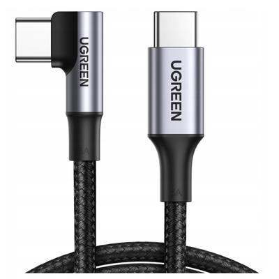 Кабель USB-C на USB-C, Угловой Ugreen Us334 5A, Pd 100W, 2M (Черный)