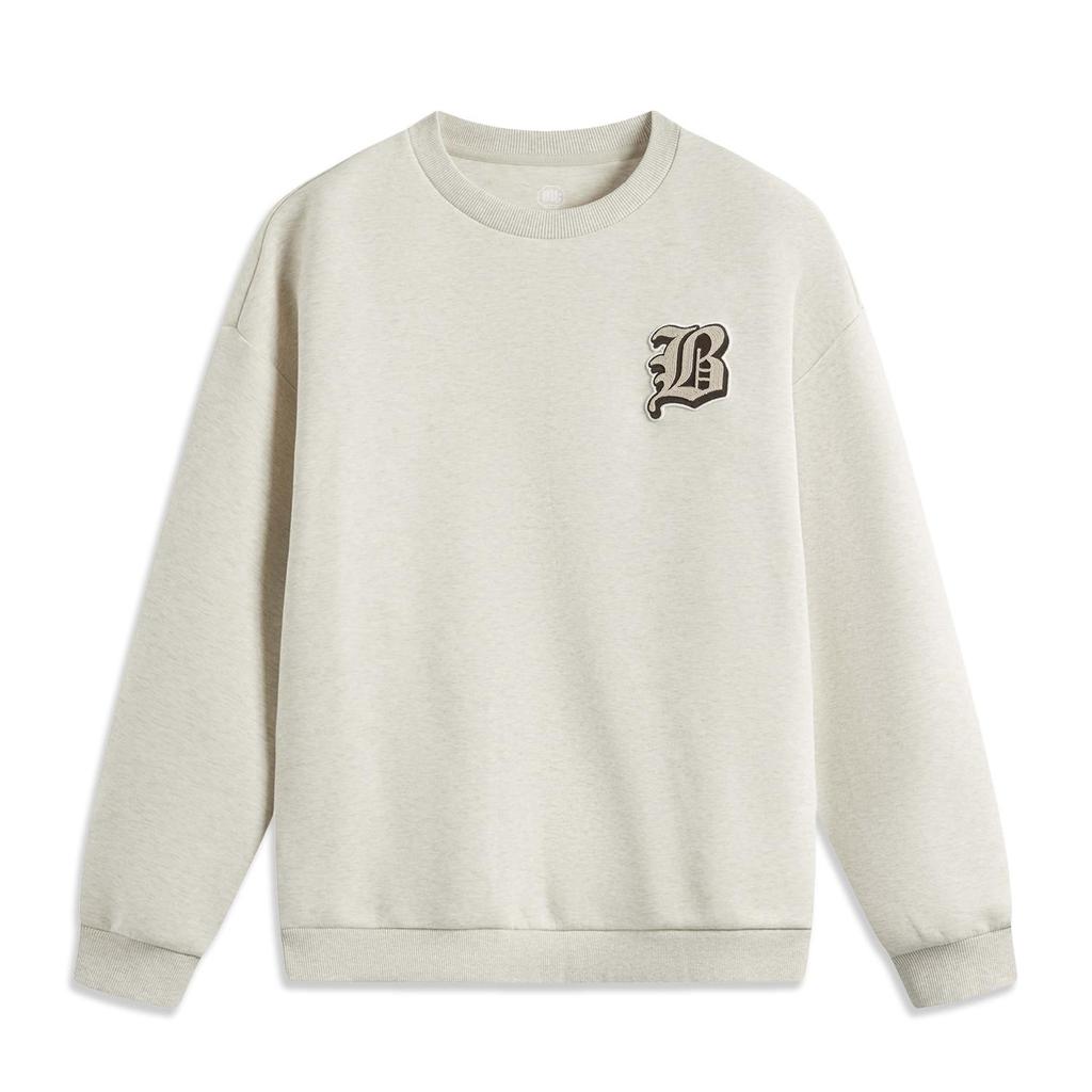 Li Ning Серия Anti-Five Свитшот с круглым вырезом Принт с буквами Повседневный свитшот Мужской свитшот Цветочно-серый Светло-хаки AWDV031-6