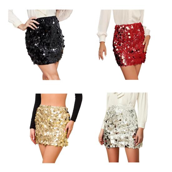 Блестящая юбка с пайетками для танцев, с высокой посадкой, облегающая бедра, стройнящая посадка, сексуальная юбка, сценические выступления, мини-юбка