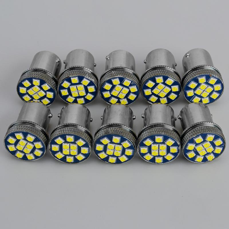 10 шт. Белые светодиодные лампы 12SMD BAY15D 1156 1157 7440 3157 T20 P21W для Дневных Ходовых Огней, Поворотников, Габаритных Огней Универсальные для Автомобиля Грузовика DC 24V