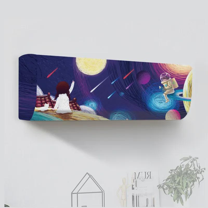 Универсальный мультяшный чехол для кондиционера воздуха: Моющиеся и эластичные для спальни