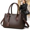Женская плетеная сумка из ПУ большой вместимости, сумка через плечо