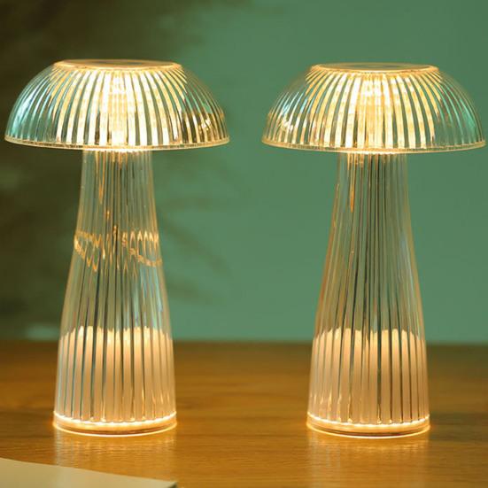 Беспроводная настольная лампа в форме гриба с мягким светом, без мерцания, простое управление, работающая от батареек, портативная светодиодная лампа, небольшой ночник